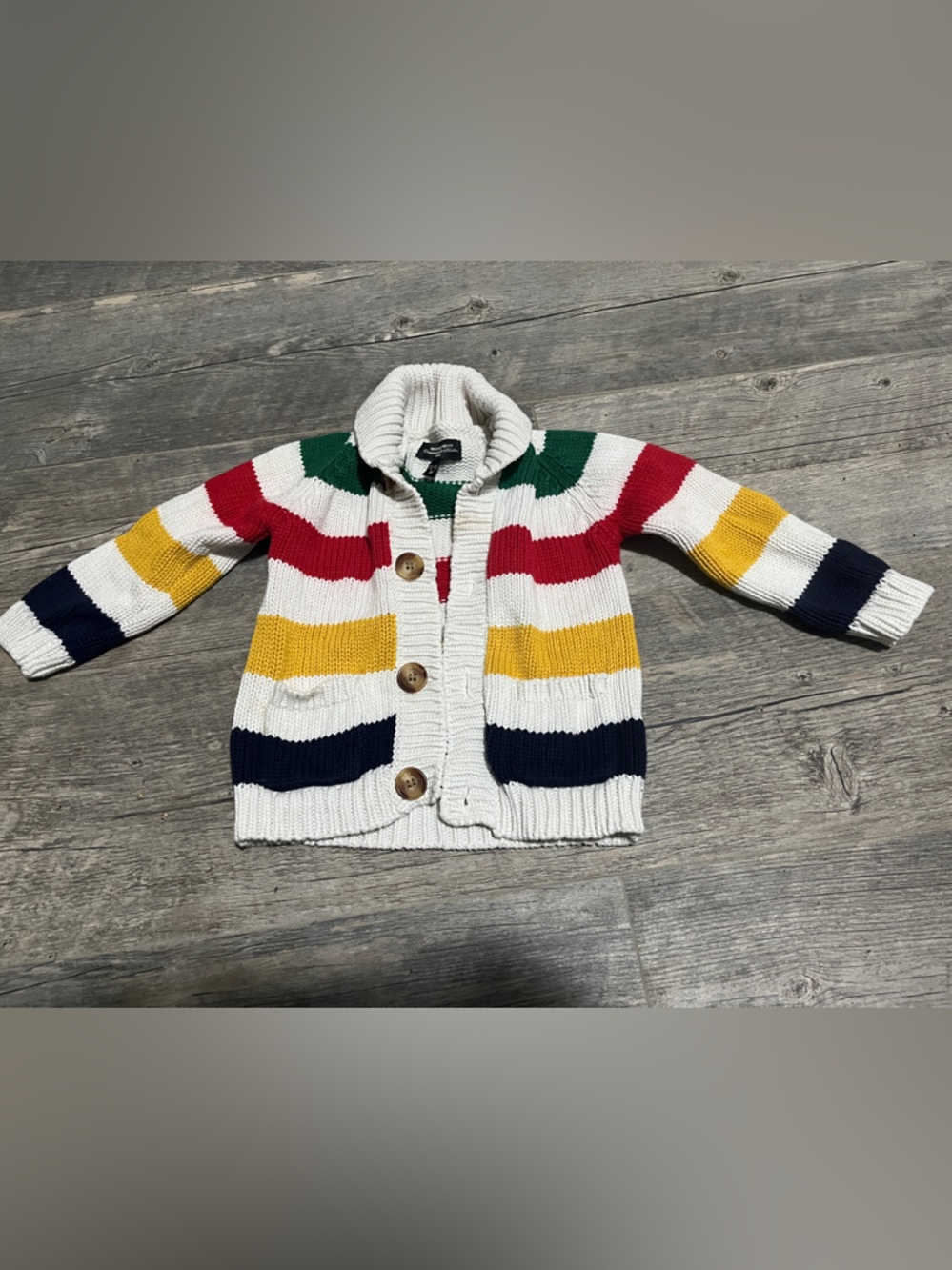 Striped Knit Cardigan Jacket in White with Multicolor Bands